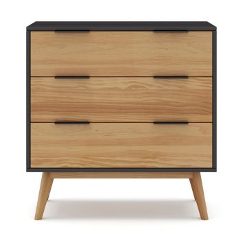 Comodă negru/natural înaltă din lemn de pin 80x83 cm Lavis – Marckeric Comodă negru/natural înaltă din lemn de pin 80x83 cm Lavis – Marckeric