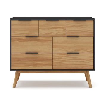 Comodă negru/natural joasă din lemn de pin 120x83 cm Lavis – Marckeric Comodă negru/natural joasă din lemn de pin 120x83 cm Lavis – Marckeric