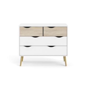 Comodă Tvilum Oslo, 99x82 cm, alb-natural Comodă Tvilum Oslo, 99x82 cm, alb-natural