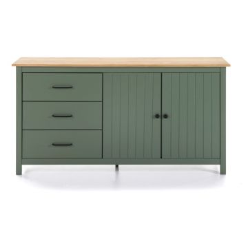 Comodă verde/în culoare naturală joasă din lemn masiv de pin 150x80 cm Miranda – Marckeric Comodă verde/în culoare naturală joasă din lemn masiv de pin 150x80 cm Miranda – Marckeric