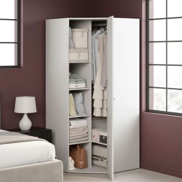 Dulap depozitare colt ARONA 84, A50, H195, 1U, Alb Portelan