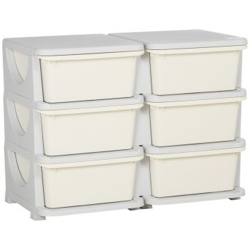 HOMCOM Comodă cu 6 Sertare pentru Copii 3-6 Ani cu Margini Rotunjite, din PP Crem, 75x37x56.5 cm | Aosom Romania HOMCOM Comodă cu 6 Sertare pentru Copii 3-6 Ani cu Margini Rotunjite, din PP Crem, 75x37x56.5 cm | Aosom Romania