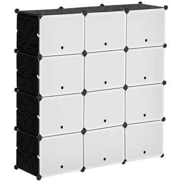 HOMCOM Mobilier de depozitare Mobilier pentru pantofi modular 12 cuburi cu uși și rafturi - dim. 125L x 32l x 125Î cm - negru | Aosom Romania HOMCOM Mobilier de depozitare Mobilier pentru pantofi modular 12 cuburi cu uși și rafturi - dim. 125L x 32l x 125Î cm - negru | Aosom Romania