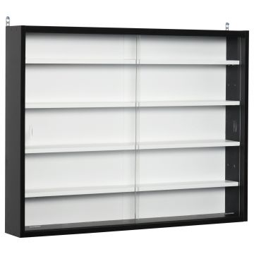 HOMCOM Vitrina Moderna pentru Colectionare 5 Etajere, Panou Suport de obiecte cu Etajere Reglabile, 80x9.5x60cm, Negru si Alb | Aosom Romania HOMCOM Vitrina Moderna pentru Colectionare 5 Etajere, Panou Suport de obiecte cu Etajere Reglabile, 80x9.5x60cm, Negru si Alb | Aosom Romania