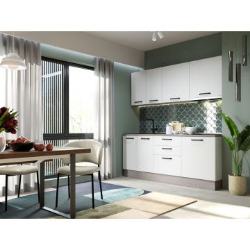 Mobila Bucatarie Elva 203.2 cm Alb Perlat - Configuratia 6 Mobila Bucatarie Elva 203.2 cm Alb Perlat - Configuratia 6