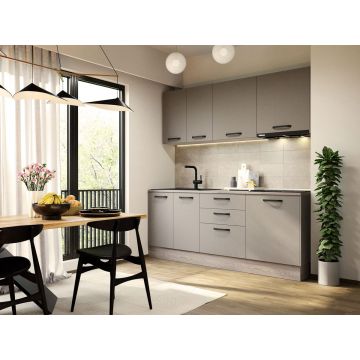 Mobila Bucatarie Elva 203.2 cm Gri - Configuratia 4 Mobila Bucatarie Elva 203.2 cm Gri - Configuratia 4