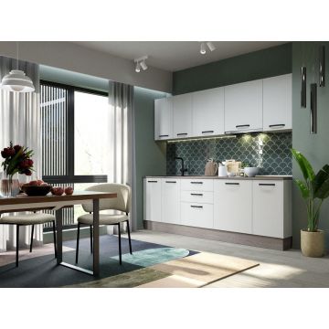 Mobila Bucatarie Elva 243.2 cm Alb Perlat - Configuratia 3 Mobila Bucatarie Elva 243.2 cm Alb Perlat - Configuratia 3