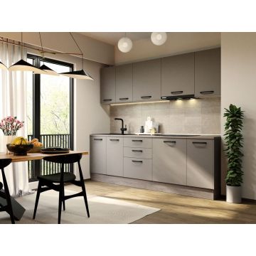 Mobila Bucatarie Elva 243.2 cm Gri - Configuratia 2 Mobila Bucatarie Elva 243.2 cm Gri - Configuratia 2