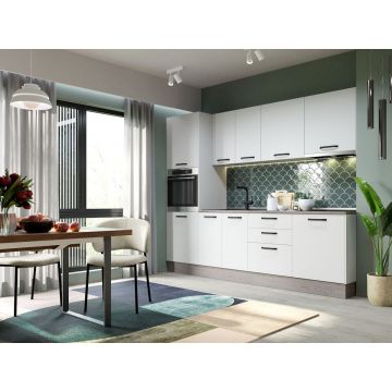 Mobila Bucatarie Elva 264,8 cm Alb Perlat - Configuratia 18 Mobila Bucatarie Elva 264,8 cm Alb Perlat - Configuratia 18