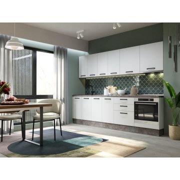 Mobila Bucatarie Elva 283.2 cm Alb Perlat - Configuratia 9 Mobila Bucatarie Elva 283.2 cm Alb Perlat - Configuratia 9