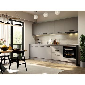 Mobila Bucatarie Elva 283.2 cm Gri - Configuratia 7 Mobila Bucatarie Elva 283.2 cm Gri - Configuratia 7