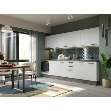 Mobila Bucatarie Elva 303.2 cm Alb Perlat - Configuratia 15 Mobila Bucatarie Elva 303.2 cm Alb Perlat - Configuratia 15