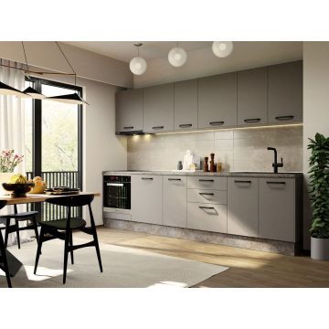 Mobila Bucatarie Elva 303.2 cm Gri - Configuratia 13 Mobila Bucatarie Elva 303.2 cm Gri - Configuratia 13