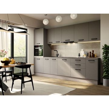 Mobila Bucatarie Elva 304,8 cm Gri - Configuratia 21 Mobila Bucatarie Elva 304,8 cm Gri - Configuratia 21