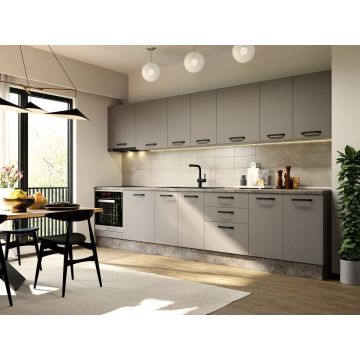 Mobila Bucatarie Elva 343.2 cm Gri - Configuratia 10 Mobila Bucatarie Elva 343.2 cm Gri - Configuratia 10