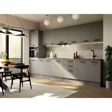 Mobila Bucatarie Elva 344,8 cm Gri - Configuratia 22 Mobila Bucatarie Elva 344,8 cm Gri - Configuratia 22