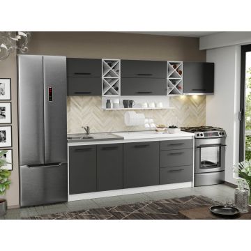 Mobila Bucatarie gri Sofi - 129 - 260 cm Mobila Bucatarie gri Sofi - 129 - 260 cm