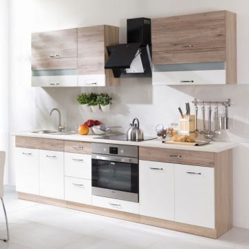 Set Bucatarie ECONO C, L 260, 7 corpuri, corp sonoma, fara blat termorezistent, fronturi sanremo + alb lucios Set Bucatarie ECONO C, L 260, 7 corpuri, corp sonoma, fara blat termorezistent, fronturi sanremo + alb lucios