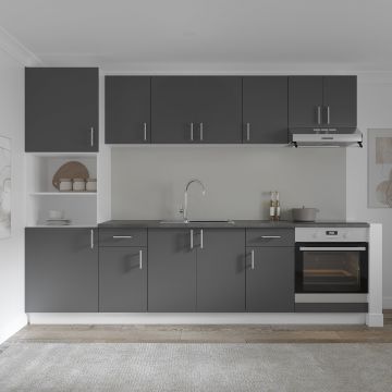 Set Bucatarie Karo V24, Antracit/Alb, Blat Thermo 28 mm, L 280 cm Set Bucatarie Karo V24, Antracit/Alb, Blat Thermo 28 mm, L 280 cm