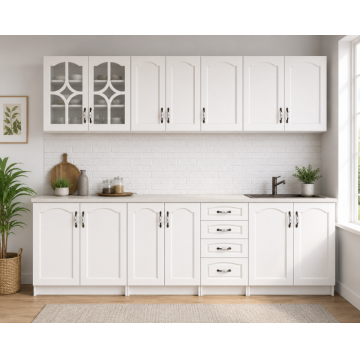 Set Bucatarie Michelle RO MDF Alb 260x60x200 cm