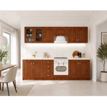 Set Bucatarie Olea RO MDF Calvados cu blat intreg 260x60x200 cm