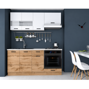 Set Bucatarie Vio Stejar k003 Alb 180x60x200 cm
