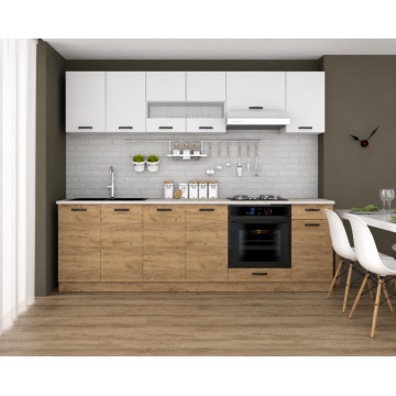 Set Bucatarie Vio Stejar K003 Alb 260x60x200 cm