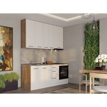 Set Mobila Bucatarie alba cu lemn Echo - 1 - 203.2 cm Set Mobila Bucatarie alba cu lemn Echo - 1 - 203.2 cm