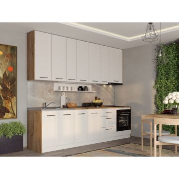Set Mobila Bucatarie alba cu lemn Echo - 3 - 283.2 cm Set Mobila Bucatarie alba cu lemn Echo - 3 - 283.2 cm
