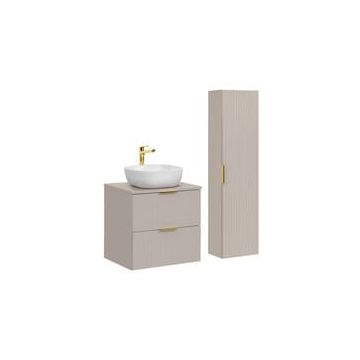 Set Mobilier  baie, din mdf, 4 piese, 60 cm, Adel bej Set Mobilier  baie, din mdf, 4 piese, 60 cm, Adel bej