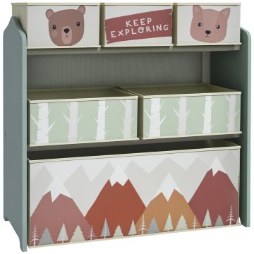 ZONEKIZ Dulap pentru copii cu 6 ladite din material textil, design dragut, 63x30x66 cm, Verde | Aosom Romania ZONEKIZ Dulap pentru copii cu 6 ladite din material textil, design dragut, 63x30x66 cm, Verde | Aosom Romania