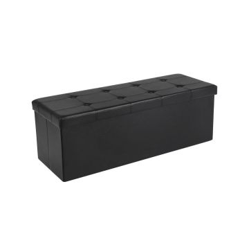 Bancheta de depozitare Otoman Songmics Negru 110x38x38 cm