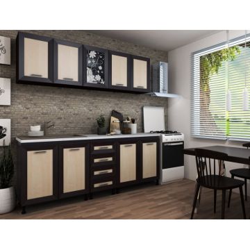 Bucatarie Magda 200X60X200, Wenge + Mesteacan