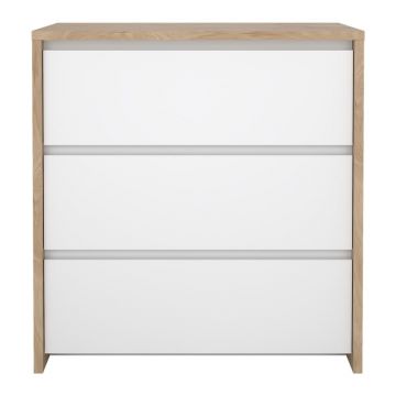 Comodă albă-în culoare naturală cu aspect de lemn de stejar 80x84x48 cm Next – Tvilum