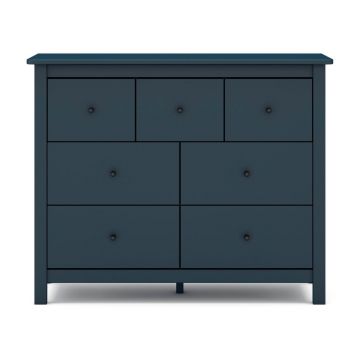 Comodă albastru-închis joasă din lemn masiv de pin 110x80 cm Misti – Marckeric