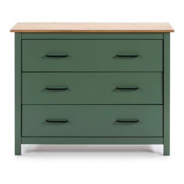 Comodă verde/în culoare naturală joasă din lemn masiv de pin 100x80 cm Miranda – Marckeric