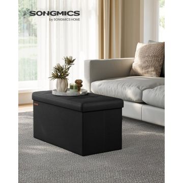 Cufar depozitare Otoman Negru Songmics 76x38x38 cm