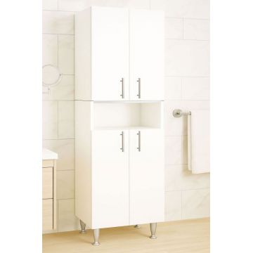 Dulap baie seria 002, 4 usi, alb, 60x31.6x166 cm