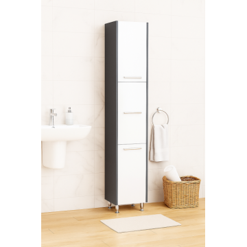 Dulap baie seria 020, 3 usi, alb + antracit, 30x30x180 cm