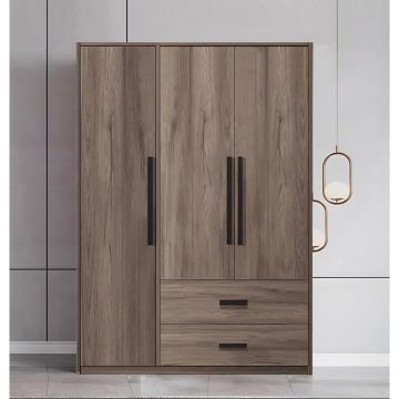 Dulap cu 3 usi Edritte, Nuc deschis, 120x52x195 cm