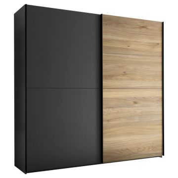 DULAP CU UșI CULISANTE in grafit, culoare lemn stejar DULAP CU UșI CULISANTE in grafit, culoare lemn stejar