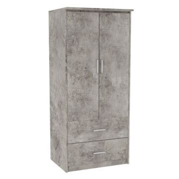 Dulap Olympus cu 2 usi si sertare antracit, antica, 81x57x183 cm