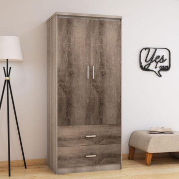 Dulap Olympus Cu 2 Usi Si Sertare, Natural - Negru,  81x57x183 cm