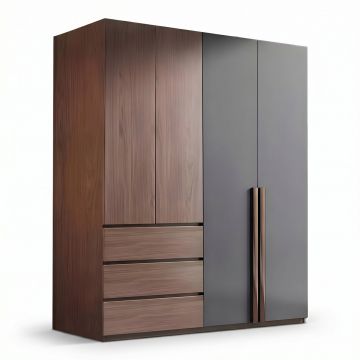 Dulap Sonlen cu 4 usi si 3 sertare, Nuc, 160x52x195 cm