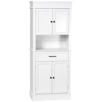 HOMCOM Bufet de cuisine armoire de cuisine multi-rangements 2 dulapuri 2 uși sertar nișă MDF panouri particule E1 alb | Aosom Romania HOMCOM Bufet de cuisine armoire de cuisine multi-rangements 2 dulapuri 2 uși sertar nișă MDF panouri particule E1 alb | Aosom Romania