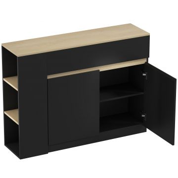 HOMCOM Buffet meuble de rangement avec 2 tiroirs 3 étagères ouvertes et placard 2 portes 110 x 29,5 x 82 cm noir | Aosom Romania