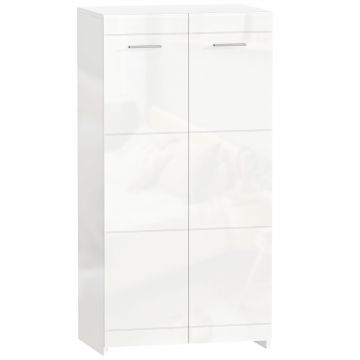 HOMCOM Dulap pentru pantofi cu finisaj lucios, depozitare cu rafturi reglabile pentru hol, intrare, spațiu pentru 10 perechi, Alb | Aosom Romania