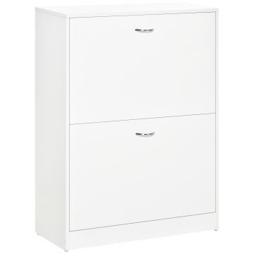 HOMCOM Dulap pentru pantofi dim. 60L x 24l x 80H cm 2 uși batante Alb | Aosom Romania