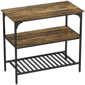 HOMCOM Raft de brutărie, raft de bucătărie cu 3 nivele și cadru din oțel, Maro rustic+Negru | Aosom Romania