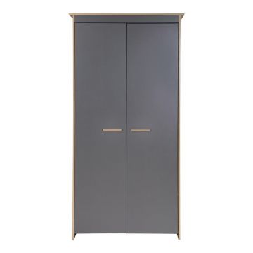 Șifonier de copii gri antracit/în culoare naturală cu aspect de lemn de stejar 50x190x96 cm Anna – Roba